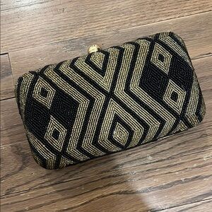 Chic Black and Gold Geometric Clutch